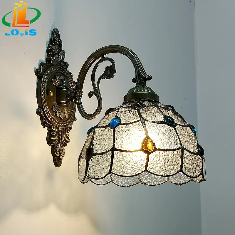 applique murale nordique en forme de queue de paon style tiffany