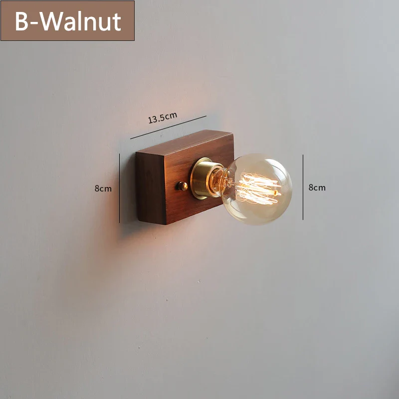 applique murale rétro en bois massif avec câble interrupteur - Image 10
