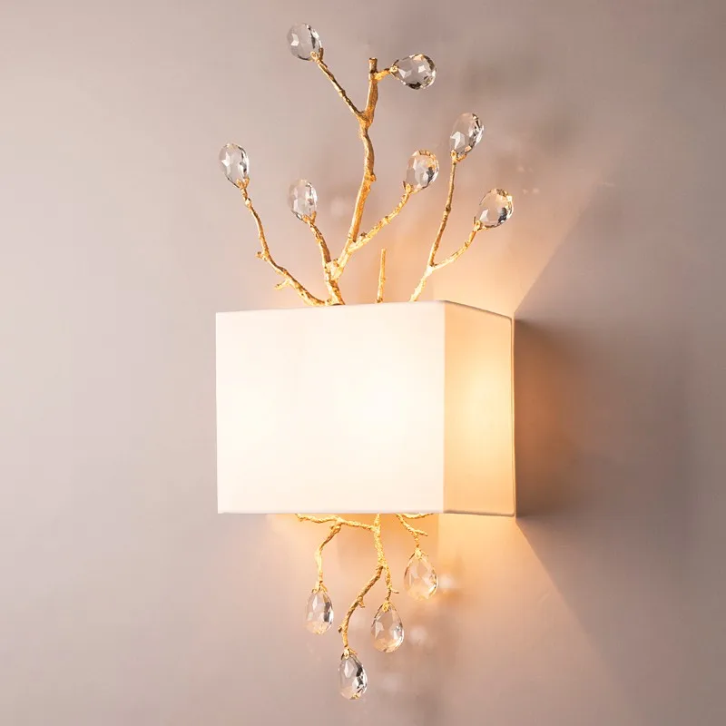 applique murale rétro en cristal doré pour intérieur moderne