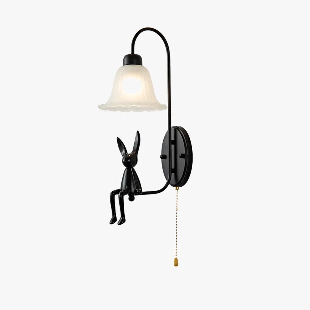 applique murale rétro en verre noir avec interrupteur à tirette - Image 2