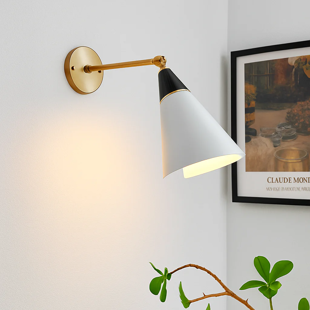 applique murale rétro médiévale en laiton noir doré à led avec bras pivotant - Image 5
