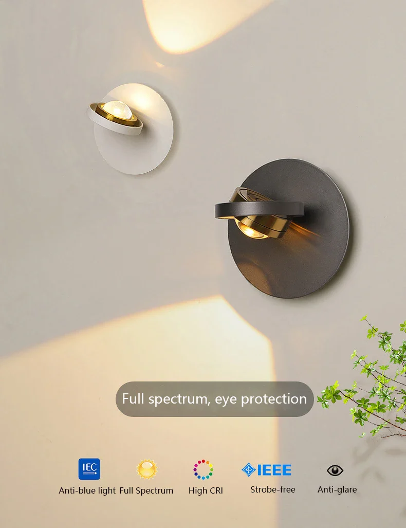 applique murale scandinave minimaliste rotative avec lumières led - Image 4
