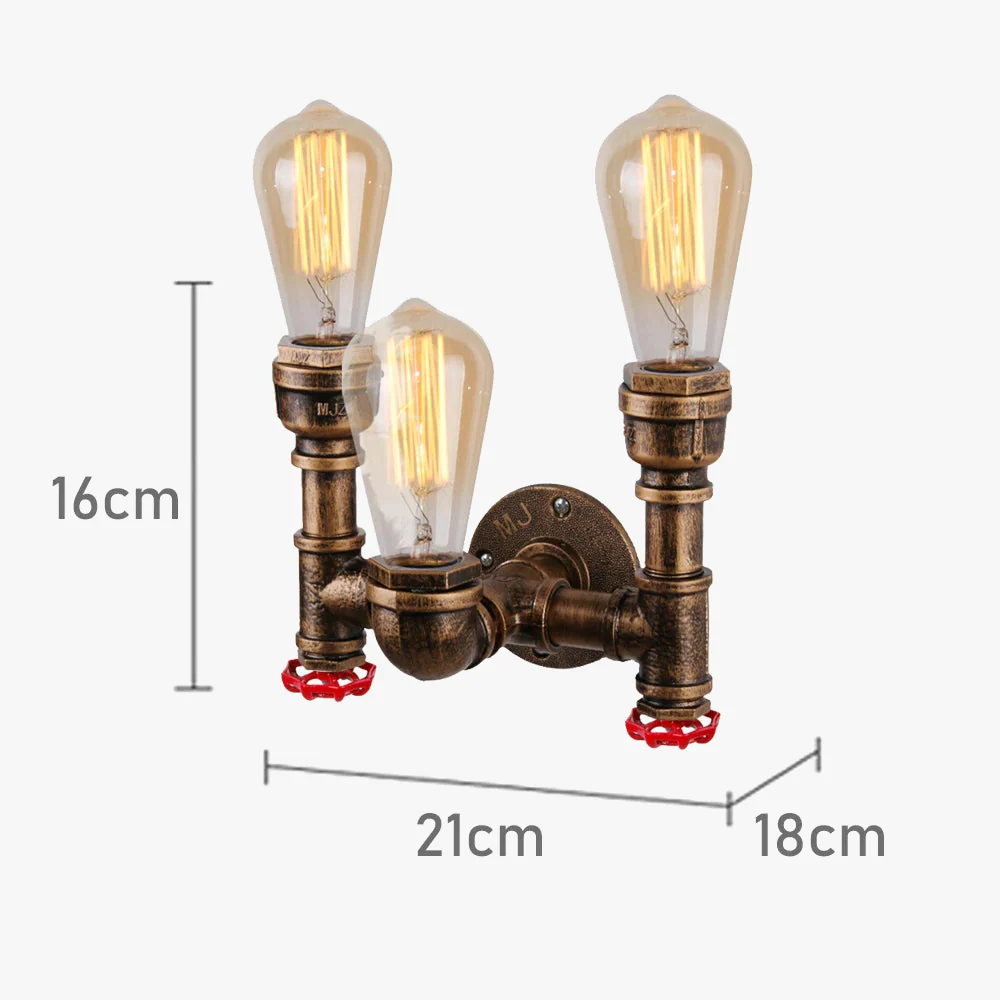applique murale vintage steampunk en fer avec tuyau d'eau - Image 10
