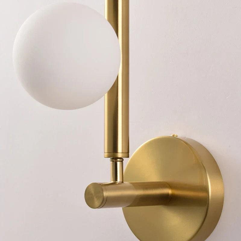 Appliques murales boule de verre blanc pour salon café chambre or noir perle applique murale salle de bain LED miroir lumière - Image 5