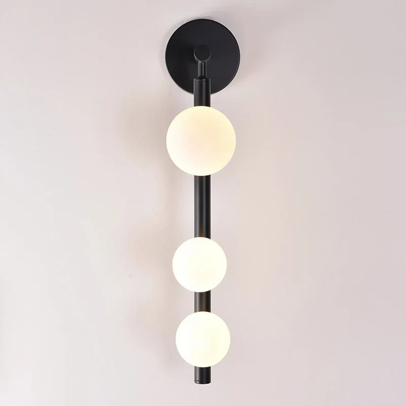 Appliques murales boule de verre blanc pour salon café chambre or noir perle applique murale salle de bain LED miroir lumière - Image 8