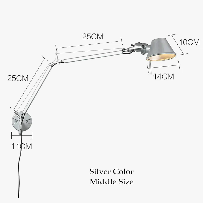 Argent noir réglable bras Long applique AC 110 V-220 V chambre chevet salon couloir E27 applique murale LED décor - Image 10