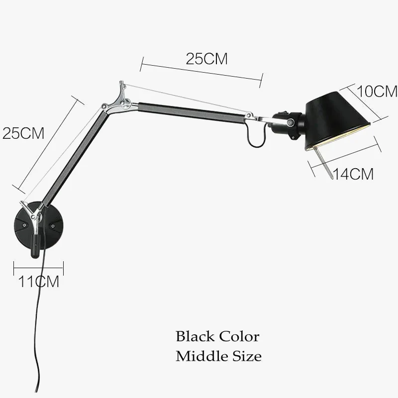 Argent noir réglable bras Long applique AC 110 V-220 V chambre chevet salon couloir E27 applique murale LED décor - Image 9