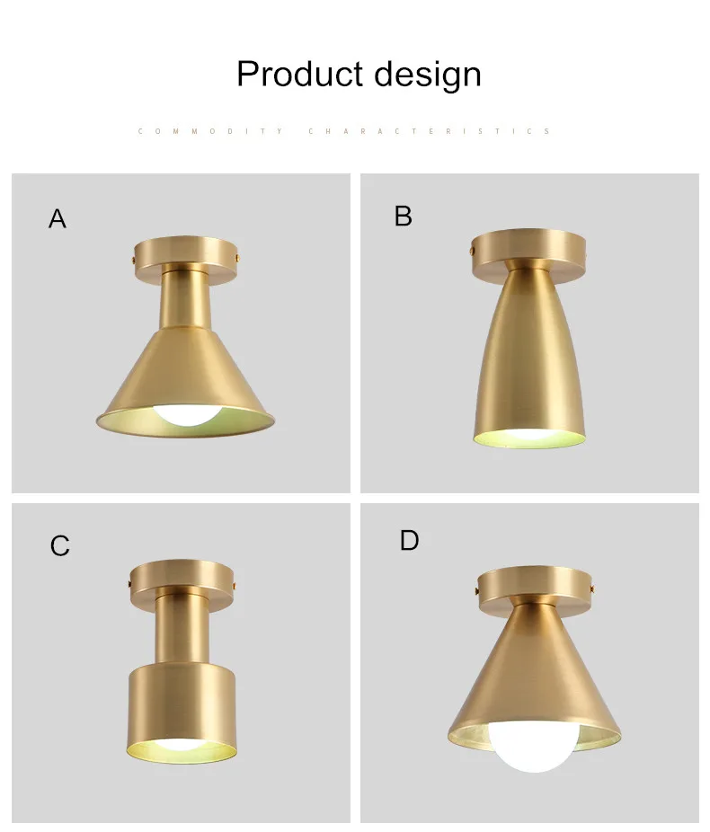 Balcony, American All Copper Ceiling, Small Ceiling Lamp, Nordic Modern Simple Cloakroom, Creative Porch, Entrance Hall Lamp - Image 6