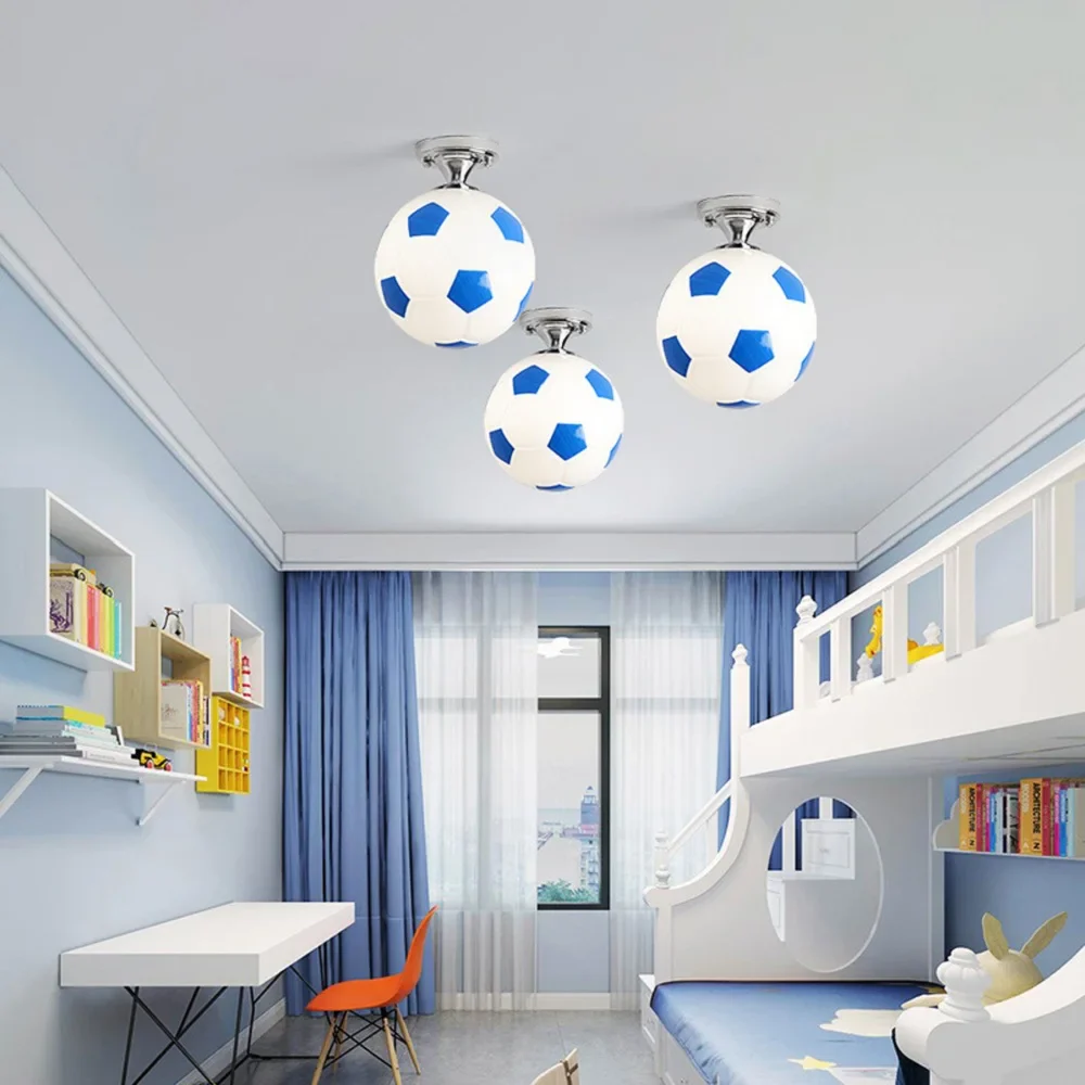 Ballon de Football LED plafonniers 220V E27 Football Bar Club plafonnier créatif enfants garçon chambre décoration luminaire - Image 3