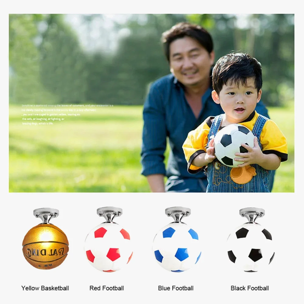 Ballon de Football LED plafonniers 220V E27 Football Bar Club plafonnier créatif enfants garçon chambre décoration luminaire - Image 5