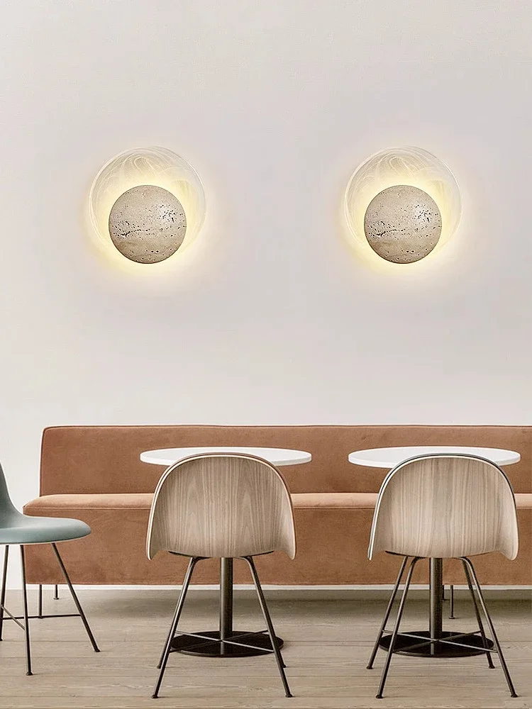 Bedroom Bedside Led Wall Lamp Sconce Light with Cave Stone and Glass - Image 3