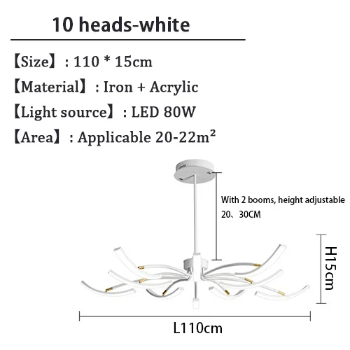 Black Chandelier Iron Dimmable Lamp Design, Suitable For Bedrooms, Living Rooms, Dining Rooms, Kitchens, Adjustable Chandeliers - Image 10