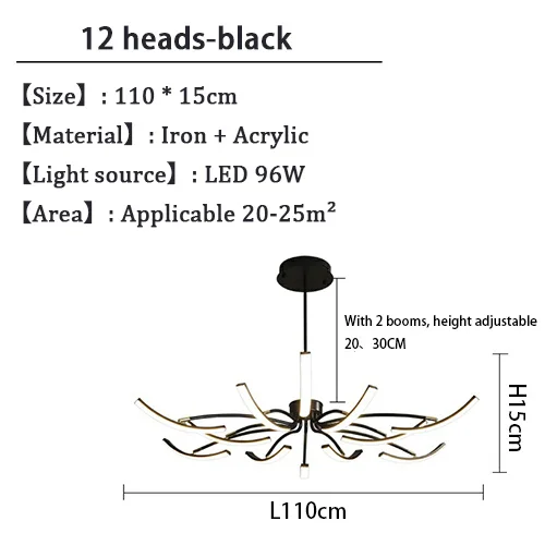 Black Chandelier Iron Dimmable Lamp Design, Suitable For Bedrooms, Living Rooms, Dining Rooms, Kitchens, Adjustable Chandeliers - Image 11
