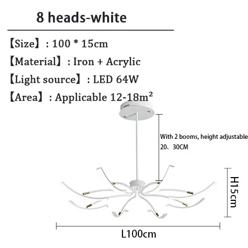Black Chandelier Iron Dimmable Lamp Design, Suitable For Bedrooms, Living Rooms, Dining Rooms, Kitchens, Adjustable Chandeliers - Image 13