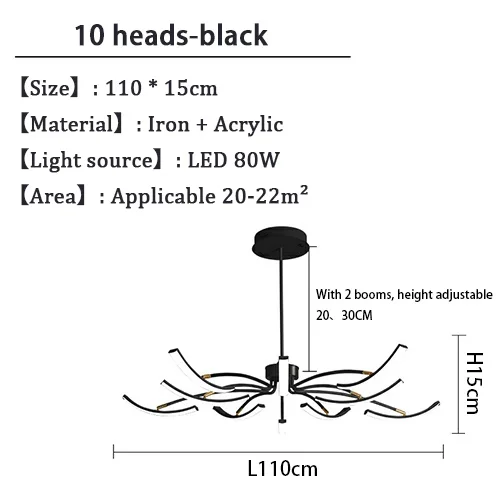 Black Chandelier Iron Dimmable Lamp Design, Suitable For Bedrooms, Living Rooms, Dining Rooms, Kitchens, Adjustable Chandeliers - Image 14
