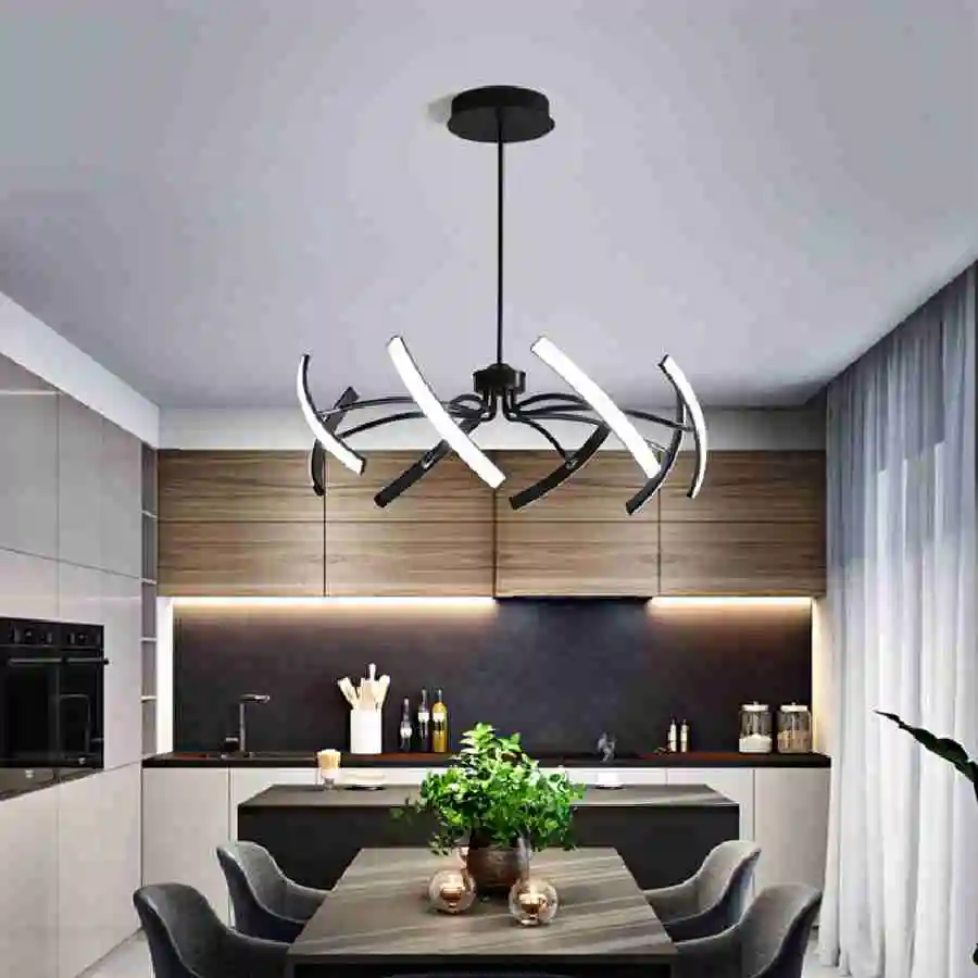 Black Chandelier Iron Dimmable Lamp Design, Suitable For Bedrooms, Living Rooms, Dining Rooms, Kitchens, Adjustable Chandeliers - Image 6