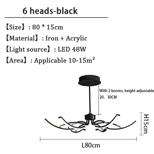 Black Chandelier Iron Dimmable Lamp Design, Suitable For Bedrooms, Living Rooms, Dining Rooms, Kitchens, Adjustable Chandeliers - Image 8