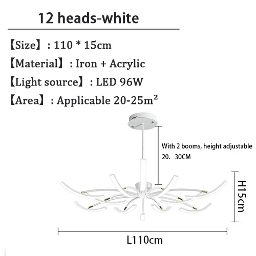 Black Chandelier Iron Dimmable Lamp Design, Suitable For Bedrooms, Living Rooms, Dining Rooms, Kitchens, Adjustable Chandeliers - Image 9