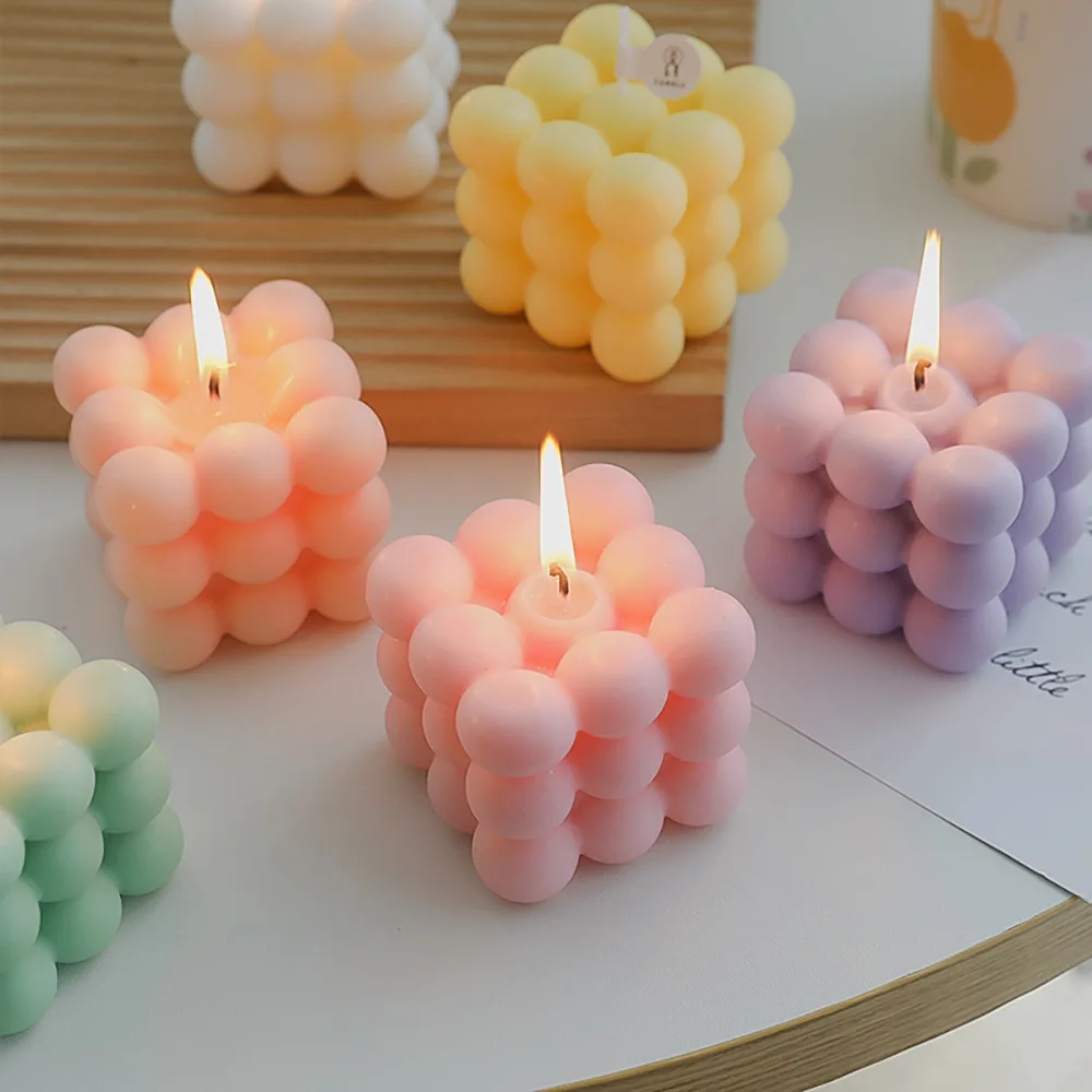 bougie cube parfumée à bulles en cire de soja artisanale - Image 3