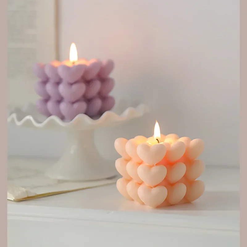 bougie d'aromathérapie artisanale en forme de cœur parfumée - Image 2