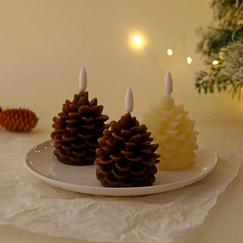 bougie led pomme de pin sans flamme pour décoration intérieure festive - Image 2