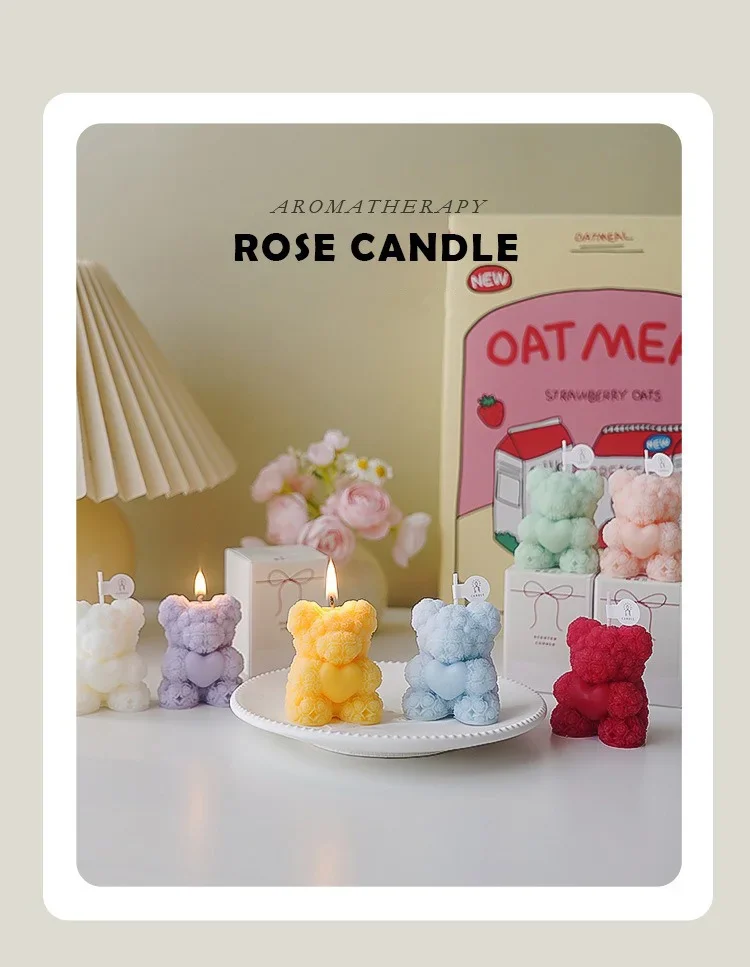 bougie ours en cire de soja parfumée pour détente et cadeaux - Image 4