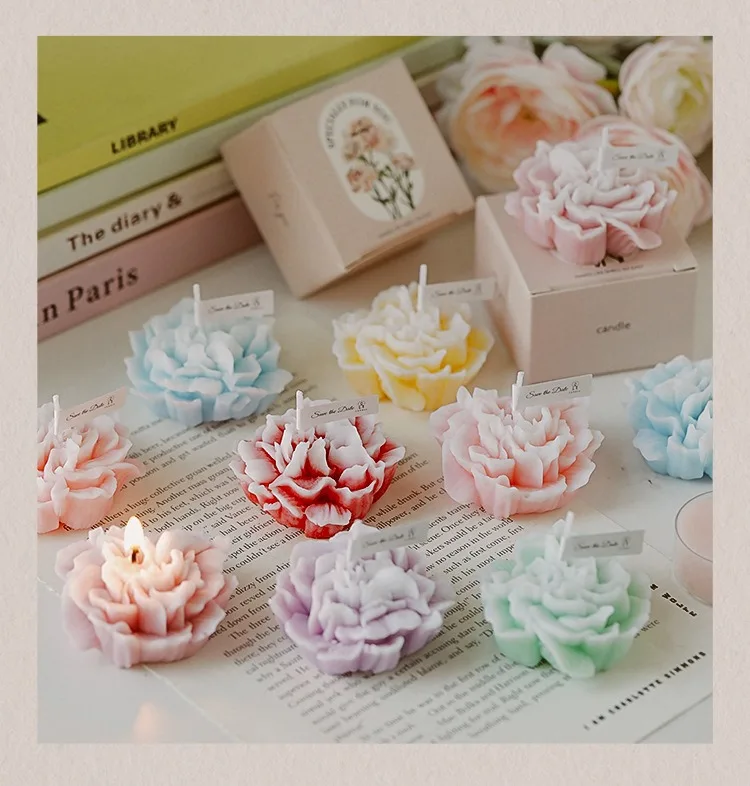 bougie parfumée artisanale en forme dœillet pour mariage et fêtes - Image 3