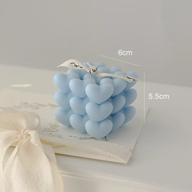 bougie parfumée cube cœur en cire de soja fait main décorative - Image 11