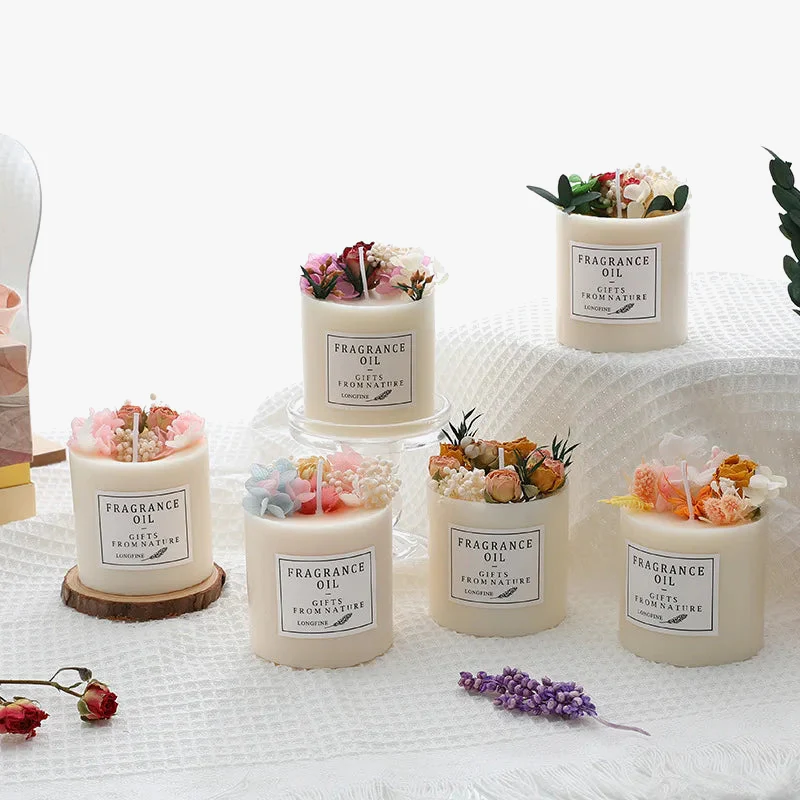bougie parfumée fleurs séchées en cire de soja décorative et romantique - Image 3
