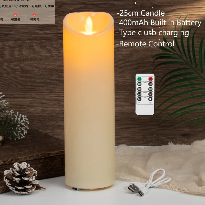 bougie pilier led rechargeable à distance avec minuterie et ambiance festive - Image 10