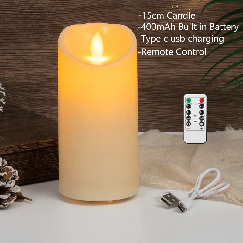 bougie pilier led rechargeable à distance avec minuterie et ambiance festive - Image 11