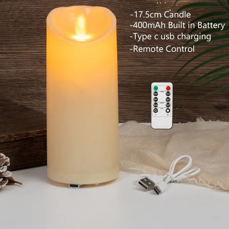 bougie pilier led rechargeable à distance avec minuterie et ambiance festive - Image 12