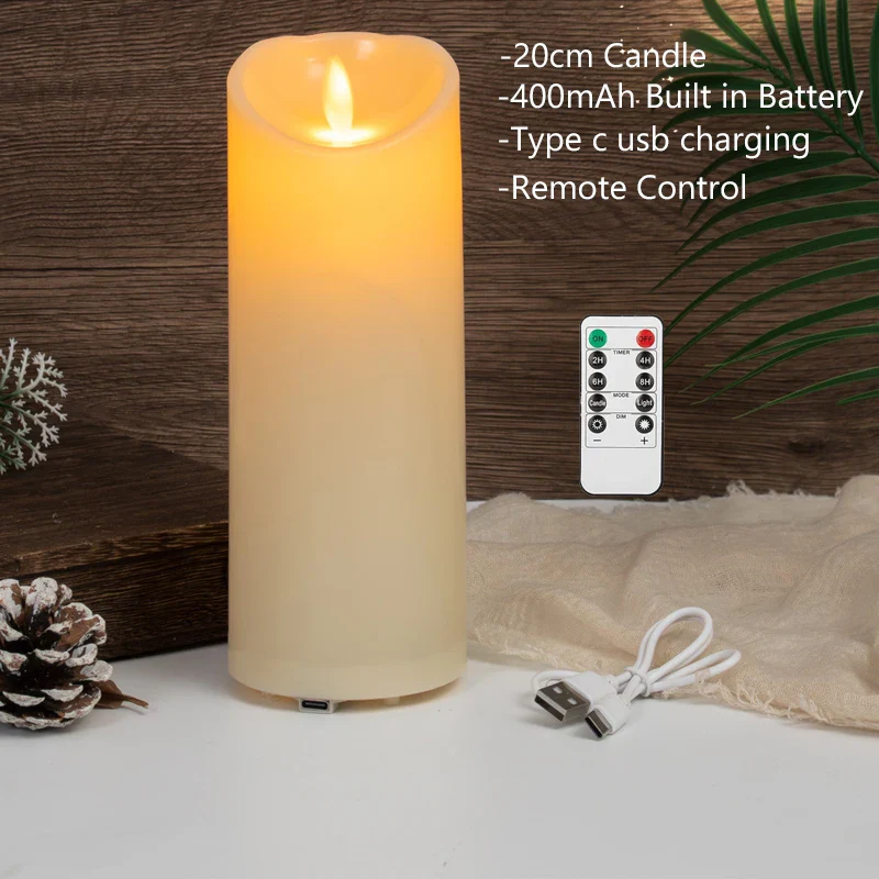 bougie pilier led rechargeable à distance avec minuterie et ambiance festive - Image 13