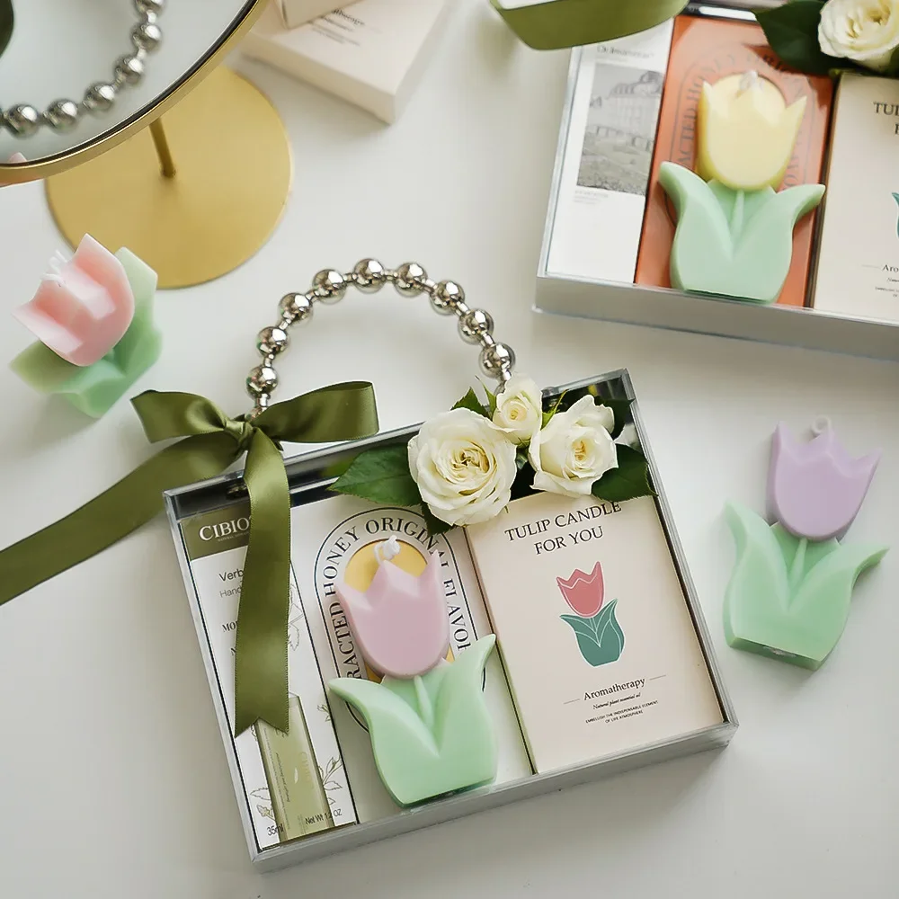 bougie tulipe artisanale parfumée pour décorations et aromathérapie - Image 3