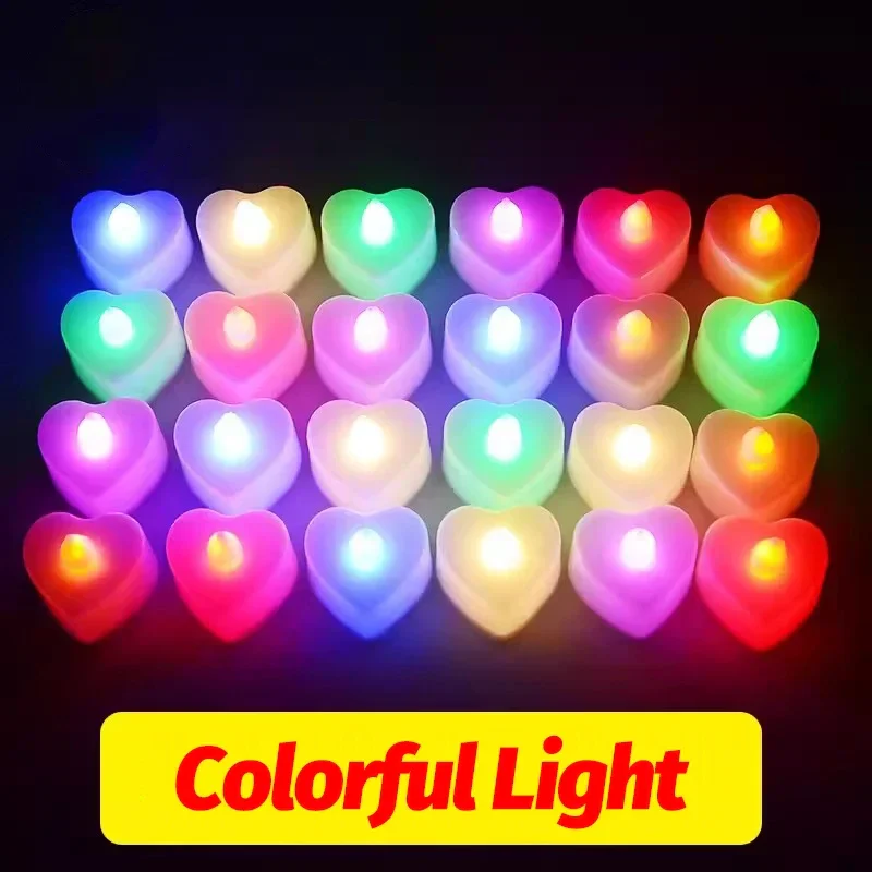 bougies led sans flamme décoration fête mariage noël en forme de cœur - Image 12