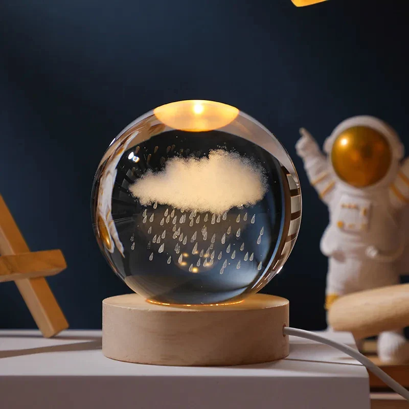 boule de cristal 3d lune galaxie décoration lumineuse pour la maison - Image 11