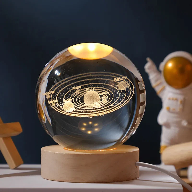 boule de cristal 3d lune galaxie décoration lumineuse pour la maison - Image 14