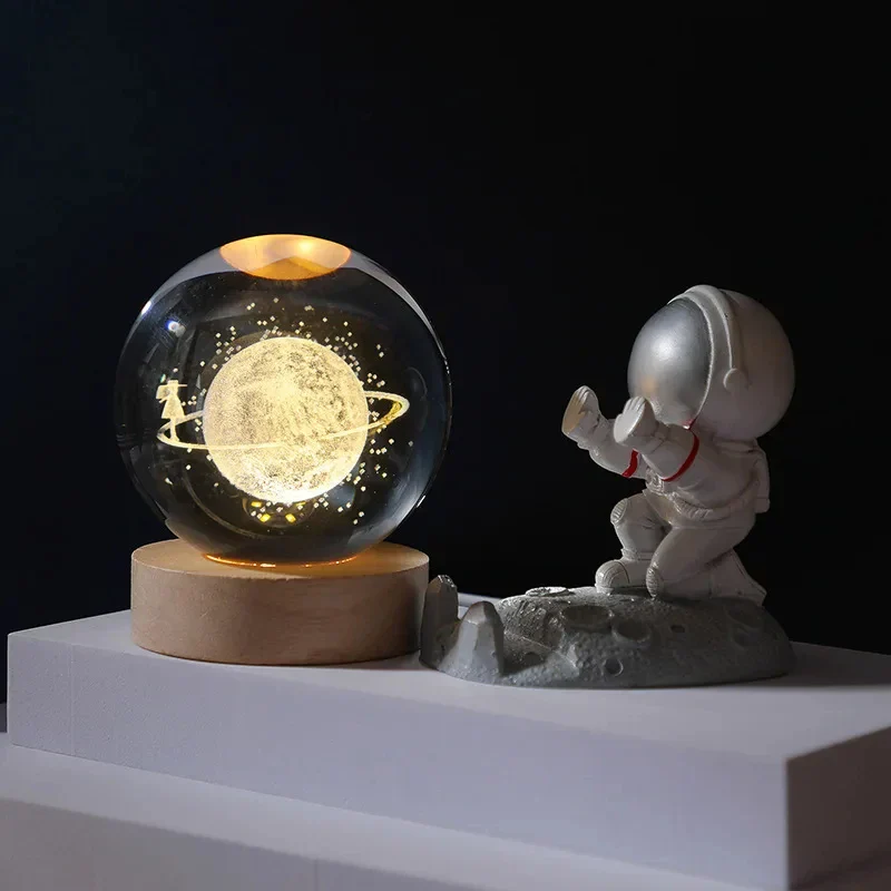 boule de cristal 3d lune galaxie décoration lumineuse pour la maison - Image 16
