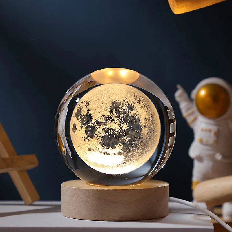 boule de cristal 3d lune galaxie décoration lumineuse pour la maison - Image 17