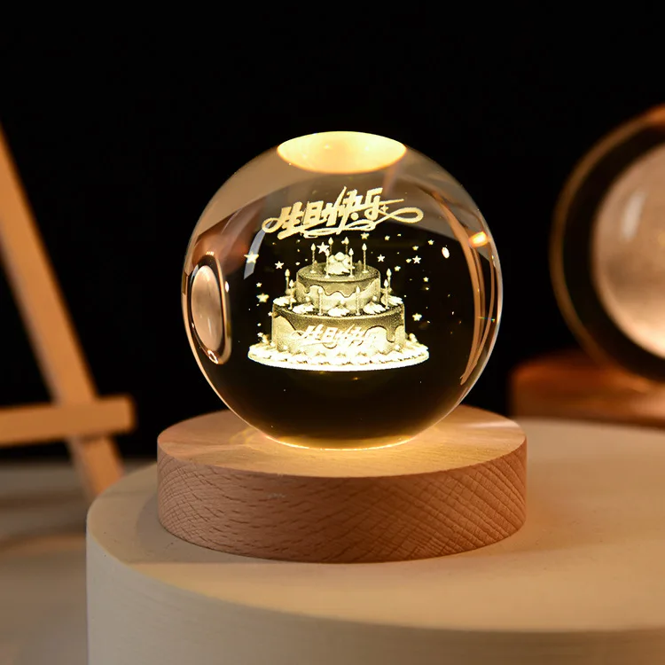 boule de cristal 3D système solaire gravé cadeau décoratif - Image 19