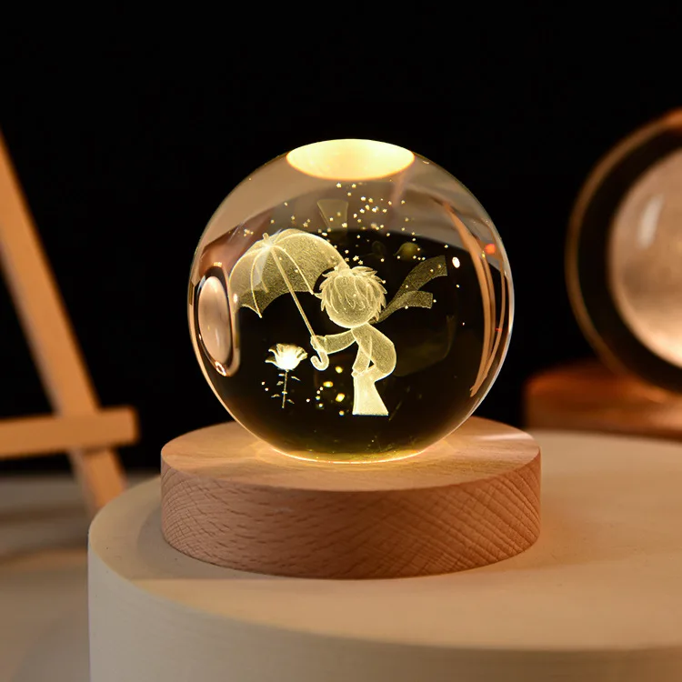boule de cristal 3D système solaire gravé cadeau décoratif - Image 21
