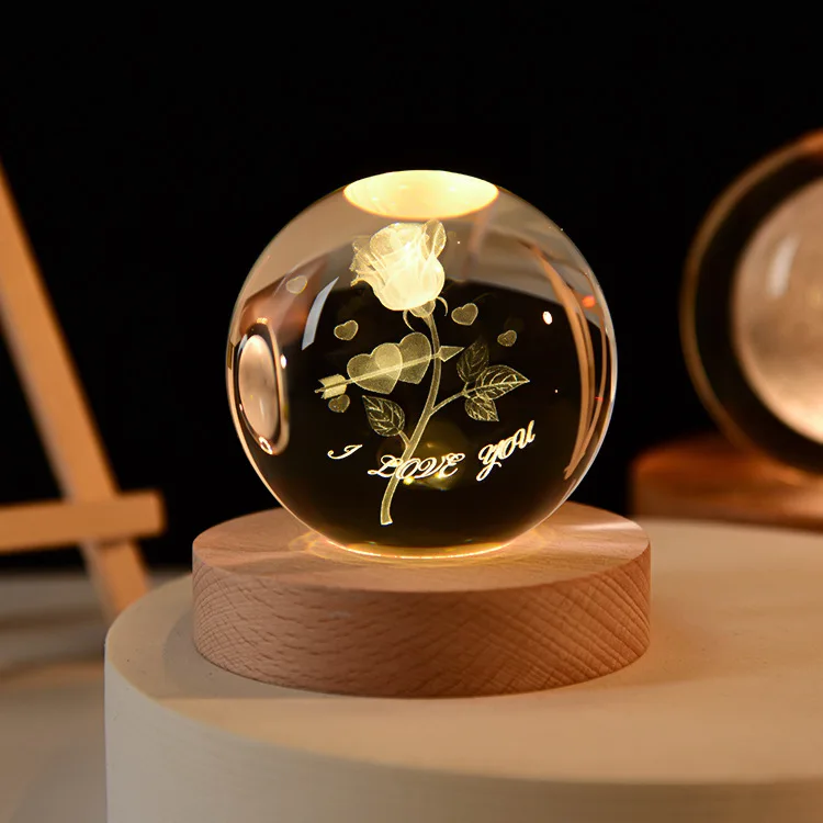 boule de cristal 3D système solaire gravé cadeau décoratif - Image 22