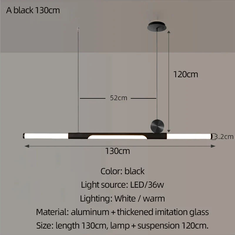 Chandelier in long dining room, black / gold thickened glass modern chandelier, hall, coffee shop, study, LED bar chandelier - Image 14