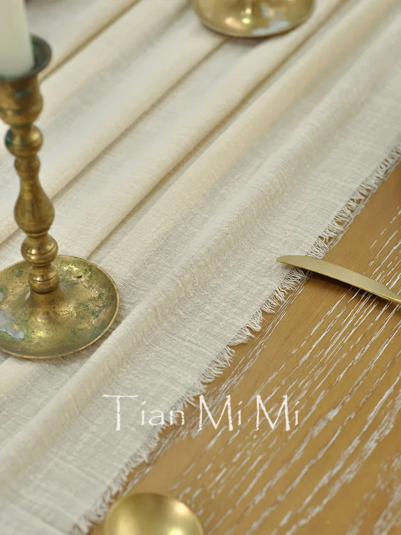 Chemin de table coton gaze rétro bohème mariage - Image 6