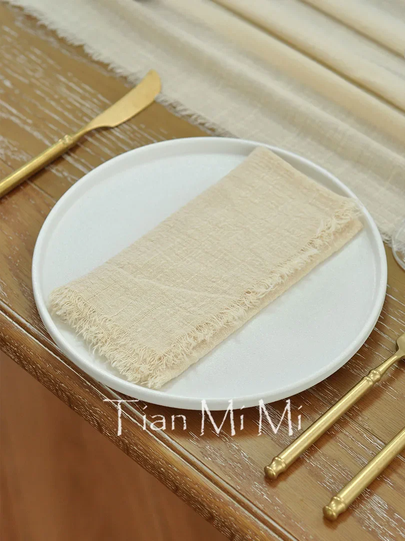 Chemin de table coton gaze rétro bohème mariage - Image 7