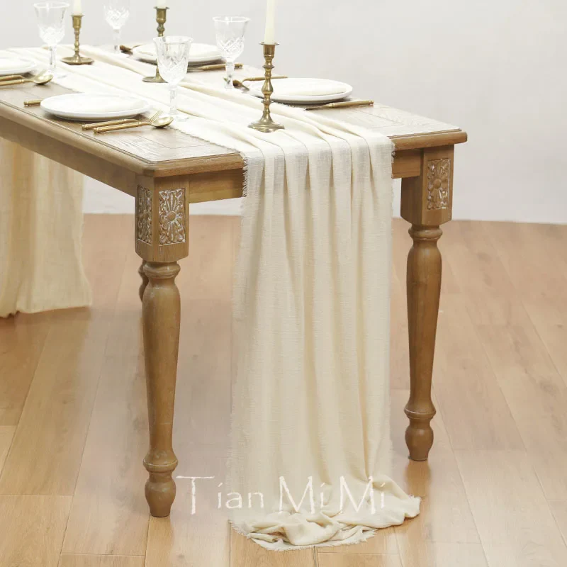 Chemin de table gaze coton bohème mariage fête - Image 3