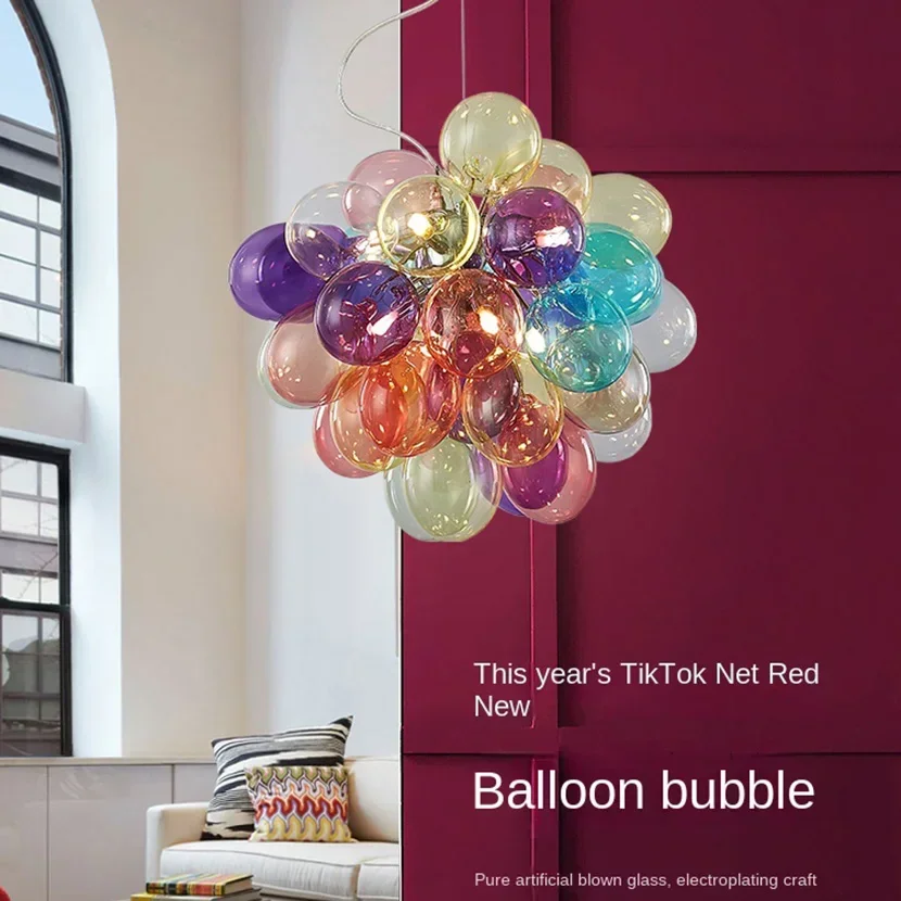 Colorful Bubble Chandelier Glass Pendant Lamp Ceiling Light Suspension Hanging Luminaire for Living Room Bedroom - Image 4
