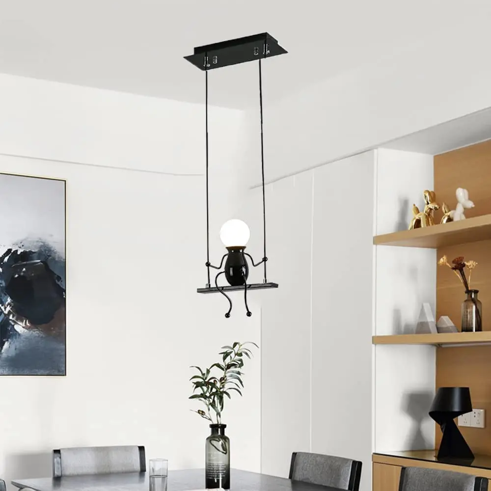 Créatif petit homme lustre dessin animé poupée lustre balançoire suspension Led plafonnier maison salon décoration E27 - Image 10
