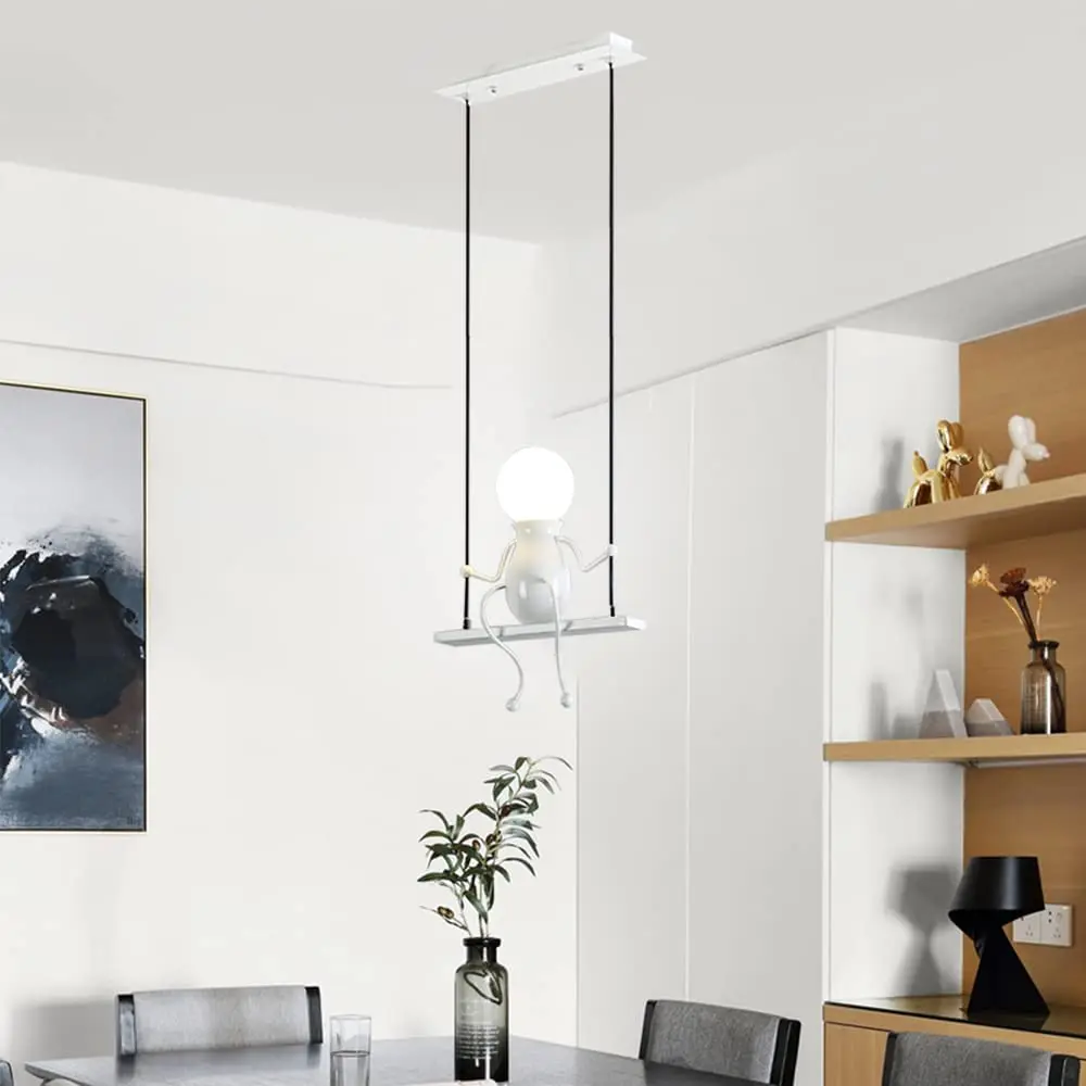 Créatif petit homme lustre dessin animé poupée lustre balançoire suspension Led plafonnier maison salon décoration E27 - Image 5