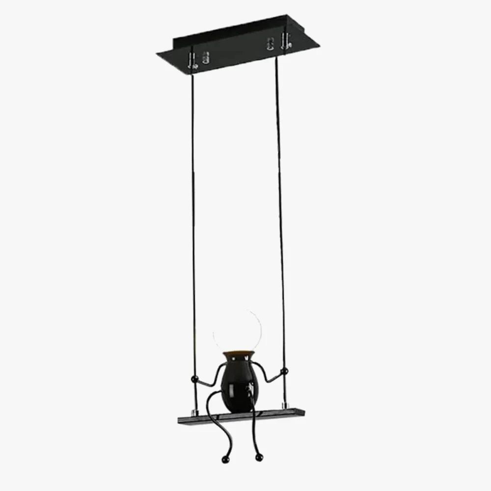 Créatif petit homme lustre dessin animé poupée lustre balançoire suspension Led plafonnier maison salon décoration E27 - Image 6